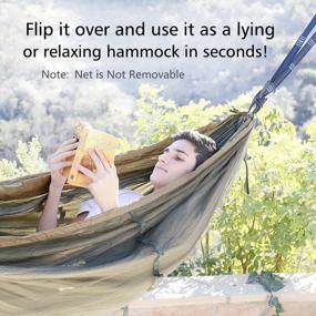 img 1 attached to Portable Double Camping Hammock With Mosquito Net And Straps - Ideal For Outdoor Hiking, Survival And Travel - Sunyear Hammock For 2 People