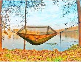 img 3 attached to Portable Double Camping Hammock With Mosquito Net And Straps - Ideal For Outdoor Hiking, Survival And Travel - Sunyear Hammock For 2 People