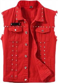 img 4 attached to Rocker-Inspired Fashion: INVACHI Men'S Sleeveless Denim Vest With Rivets For A Slim Fit Look