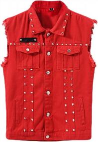 img 3 attached to Rocker-Inspired Fashion: INVACHI Men'S Sleeveless Denim Vest With Rivets For A Slim Fit Look
