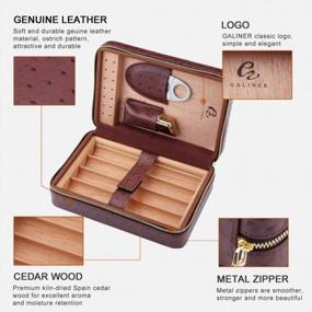 img 3 attached to Путешествуйте стильно с хьюмидором для сигар из кедрового дерева GALINER — включает чехол из натуральной кожи, зажигалку, нож и увлажнитель