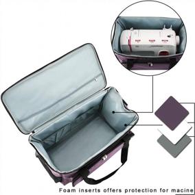 img 2 attached to Universal Sewing Machine Carrying Case With Multiple Storage Pockets And Shoulder Strap - Purple Tote Bag Ideal For Travel And Storage Of Most Standard Sewing Machines And Accessories By Looen