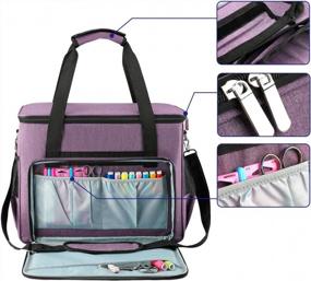 img 3 attached to Universal Sewing Machine Carrying Case With Multiple Storage Pockets And Shoulder Strap - Purple Tote Bag Ideal For Travel And Storage Of Most Standard Sewing Machines And Accessories By Looen