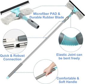 img 3 attached to 🏠 Home Cleaning Kit: Microfiber Duster with Stainless Steel Extension Pole, Microfiber Mop, Broom, Duster, Window Squeegee Cleaner, Cleaning Brush, Tub and Tile Scrubber Brush, Sponge