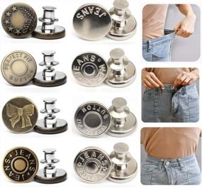 img 3 attached to 8PCS Perfect Fit Instant Button Set - съемные, не требующие пришивания пуговицы для замены джинсов, чтобы легко отрегулировать размер талии брюк за считанные секунды (стиль 1)
