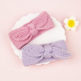 img 2 attached to Set Of 3 Fmeida Baby Headbands - Cozy Rabbit Knot Knit Hair Wraps For Girls, Infant And Toddler Hair Accessories In White, Pink And Purple