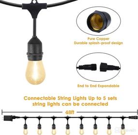 img 1 attached to BHCLIGHT Extendable 48FT S14 Outdoor String Lights: Commercial Grade, Super Bright & Weatherproof Edison Vintage Style Patio Lights with 15 Shatterproof Bulbs for Party, Backyard, Bistro