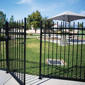 img 1 attached to Protective And Stylish: XCEL 4Ft W X 5Ft H Black Steel Fence Gate With Anti-Rust Technology And Sharp End Pickets For Effortless Installation And Durable Outdoor Use