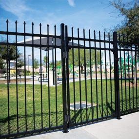 img 2 attached to Protective And Stylish: XCEL 4Ft W X 5Ft H Black Steel Fence Gate With Anti-Rust Technology And Sharp End Pickets For Effortless Installation And Durable Outdoor Use