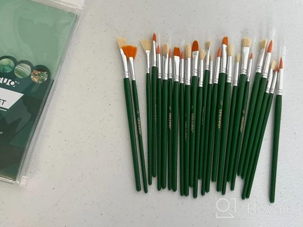 img 1 attached to AUREUO All-Purpose Paint Brush Set Value Pack 25 PCS - 18 Nylon, 5 Bristle And 2 Foam Painting Brushes For Acrylic, Oil, Watercolor, Canvas, Paper, Face, Body, Nail, Rock, Model & DIY Crafts review by Raj Mazzabufi