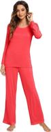 soft bamboo women's pajama set with long sleeves and pants - comfortable lounge and sleepwear in sizes s-4x by hxg logo