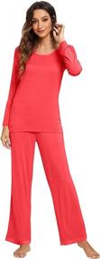 img 4 attached to Soft Bamboo Women'S Pajama Set With Long Sleeves And Pants - Comfortable Lounge And Sleepwear In Sizes S-4X By HXG