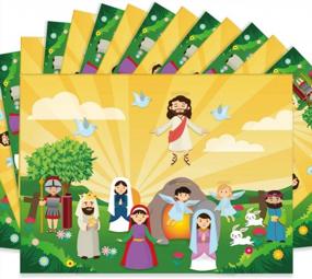 img 4 attached to XJF Easter Sticker Scenes - 12 Backgrounds And 12 Sheets Of "He Lives" Stickers - Perfect Classroom Activities And Vacation Bible School Supplies For Christmas