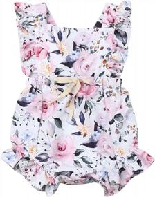 img 4 attached to Newborn Infant Floral Romper With Ruffle Details - Stylish One-Piece Jumpsuit For Baby Girls