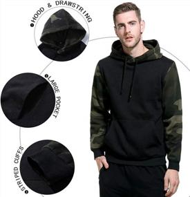 img 2 attached to 👕 AOTORR Men's Blend Fleece Pullover Hoodie with Long Sleeve, Contrast Color Military Sweatshirt Featuring Kanga Pocket