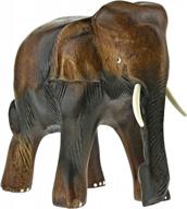 striking hand carved rain tree wooden elephant figurine - thai craftsmanship at its best! logo