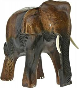 img 4 attached to Striking Hand Carved Rain Tree Wooden Elephant Figurine - Thai Craftsmanship At Its Best!