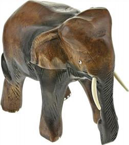 img 1 attached to Striking Hand Carved Rain Tree Wooden Elephant Figurine - Thai Craftsmanship At Its Best!