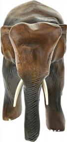img 2 attached to Striking Hand Carved Rain Tree Wooden Elephant Figurine - Thai Craftsmanship At Its Best!