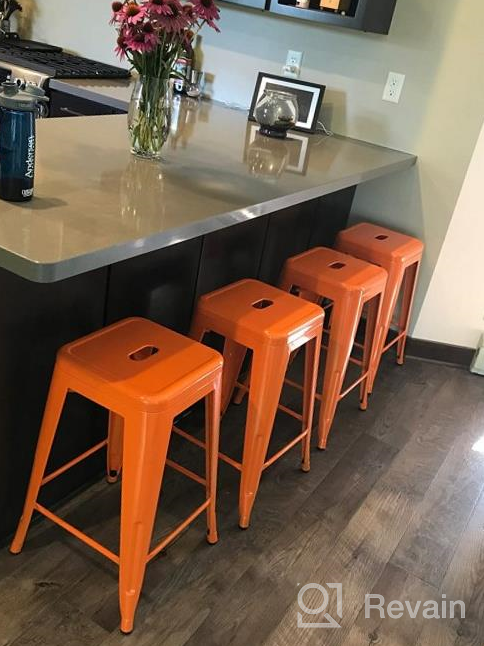 img 1 attached to Enhance Your Space With UrbanMod'S 24 Inches Metal Barstool Set Of 4 In Orange - Perfect For Home, Patio, Kitchen Island, Restaurant, And More! review by Dave Lopez