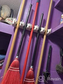 img 5 attached to Heavy Duty Wall Mounted Shelf System: Guay Clean Broom And Mop Holder - Home Storage Utility Rack - Strong Grip Hangers With Foldable Hooks - Garden Tool Organizer - Fixed
