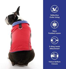 img 3 attached to Gooby Sports Vest Dog Jacket - Medium, Red - Reflective D Ring Leash Dog Vest - Warm Fleece Lined Small Dog Sweater with Hook and Loop Closure - Dog Clothes for Small Dogs Boy or Girl