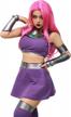 princess koriand'r cosplay costume with stockings - purple outfit, us women's x-small size by c-zofek logo