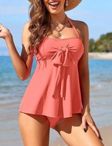 img 3 attached to LookbookStore Women'S Halter Bandeau Tankini Set: Stylish Two Piece Swimsuit!