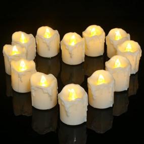 img 4 attached to Battery Operated Tea Lights With Timer, PChero 12Pcs Warm White LED Timed Flameless Candles Flickering, 6Hours On Per 24Hours Cycle, Ideal For Thanksgiving Christmas Wedding Home Decor