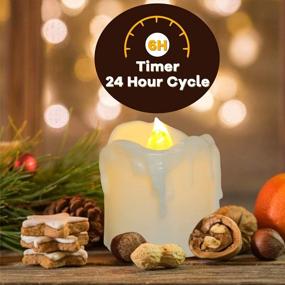 img 3 attached to Battery Operated Tea Lights With Timer, PChero 12Pcs Warm White LED Timed Flameless Candles Flickering, 6Hours On Per 24Hours Cycle, Ideal For Thanksgiving Christmas Wedding Home Decor