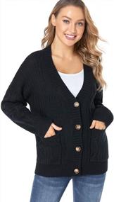 img 3 attached to Women'S Oversized Chunky Knit Cardigan Sweater With Button Closure And Pockets