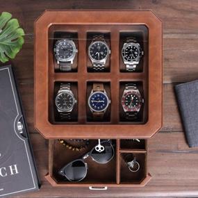 img 2 attached to Organize Your Timepieces In Style With ROTHWELL'S 6-Slot Leather Watch Box And Valet Drawer