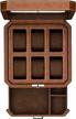 organize your timepieces in style with rothwell's 6-slot leather watch box and valet drawer logo