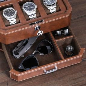 img 1 attached to Organize Your Timepieces In Style With ROTHWELL'S 6-Slot Leather Watch Box And Valet Drawer