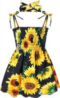 sunflower princess dress for toddlers: casual sleeveless straps sundress with headband - perfect summer clothes outfit logo