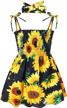 sunflower princess dress for toddlers: casual sleeveless straps sundress with headband - perfect summer clothes outfit logo