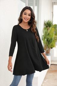 img 3 attached to Women'S Tunic Top 3/4 Sleeve Plus Size Dressy Casual Blouse Floral Swing Crewneck T Shirt For Leggings