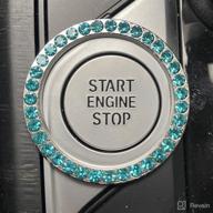 rhinestone ring emblem sticker - sparkling car crystal bling decoration for women - push to start button, key ignition starter &amp; knob ring (pale blue) - stylish car accessories logo