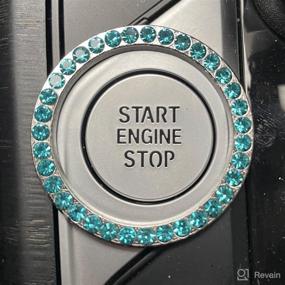 img 2 attached to Rhinestone Ring Emblem Sticker - Sparkling Car Crystal Bling Decoration for Women - Push to Start Button, Key Ignition Starter &amp; Knob Ring (Pale Blue) - Stylish Car Accessories