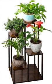 img 4 attached to 4-Tier Bamboo Plant Stand, Planter Pot Holder Shelf For Indoor Outdoor Flower Display Storage Rack, Heavy Duty Planter Shelving Unit