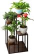 4-tier bamboo plant stand, planter pot holder shelf for indoor outdoor flower display storage rack, heavy duty planter shelving unit logo
