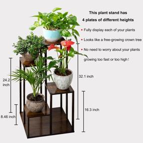 img 3 attached to 4-Tier Bamboo Plant Stand, Planter Pot Holder Shelf For Indoor Outdoor Flower Display Storage Rack, Heavy Duty Planter Shelving Unit