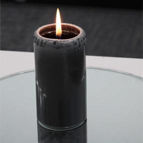 img 1 attached to Набор из 3 залитых вручную серых свечей-столбов без запаха от CandleNScent, размер 3X6