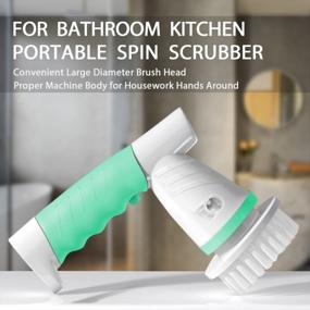 img 3 attached to Portable Rechargeable Electric Spin Scrubber For Household Cleaning - Ideal For Bathroom, Kitchen, And Windows. Power Scrub Brush For Bathtubs, Sinks, Tiles, Grout, And Stove Cooker.