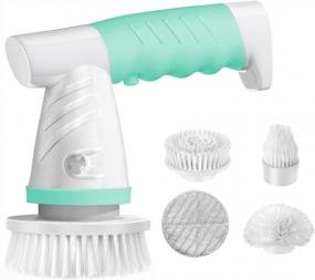 img 4 attached to Portable Rechargeable Electric Spin Scrubber For Household Cleaning - Ideal For Bathroom, Kitchen, And Windows. Power Scrub Brush For Bathtubs, Sinks, Tiles, Grout, And Stove Cooker.