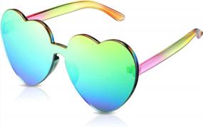 img 4 attached to Maxdot Heart Shape Sunglasses Rimless Transparent Heart Glasses Colorful Party Favors