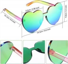 img 3 attached to Maxdot Heart Shape Sunglasses Rimless Transparent Heart Glasses Colorful Party Favors