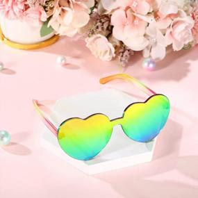 img 2 attached to Maxdot Heart Shape Sunglasses Rimless Transparent Heart Glasses Colorful Party Favors