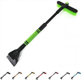 img 4 attached to Efficient Snow Brush And Ice Scraper Combo For Your Car Windshield - Rest-Eazzzy Extendable 2-In-1 With Foam Grip And Rotating Brush Head In Heavy Duty ABS - Green
