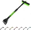 efficient snow brush and ice scraper combo for your car windshield - rest-eazzzy extendable 2-in-1 with foam grip and rotating brush head in heavy duty abs - green logo